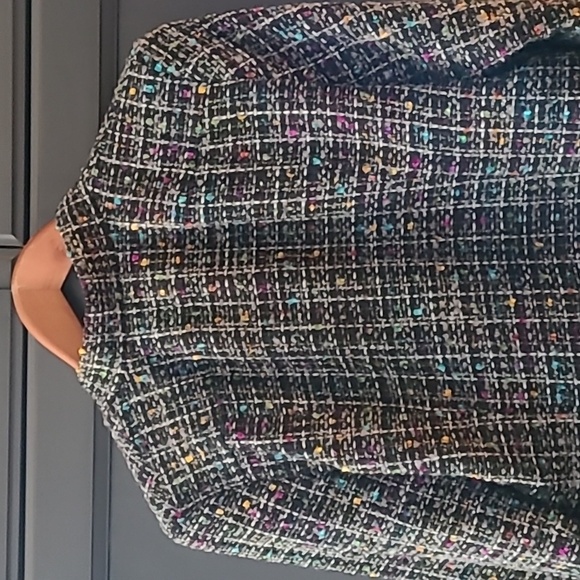 Women's jacket tweed cropped gray with Teal and purple accents - Picture 7 of 10